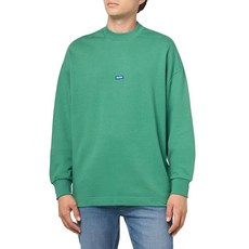 HUGO 남성용 트윌 프렌치 테리 로고 패치 스웨트셔츠 Fern Green. XL