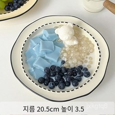 어글리 식기 그릇 접시 불규칙 신혼 선물 귀여운 도트 8인치 화이트 1개, 1.White-20.5x3.5cm × 1.White-2