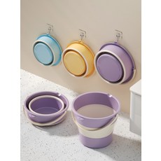 휴대용 접이식 물통 두꺼운 차량용 야외 세차 낚시 여행용 플라스틱 버킷, 5_중형화이트5L5kg용량, 5L