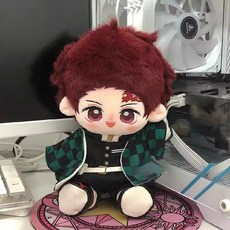 20cm 인형 귀여운 인형옷 후드티 솜인형옷 아이돌 솜깅이 맨투맨 솜인형 체크, 20cm (골격 있음), 탄지로+원본 아기 수트+흰 신발