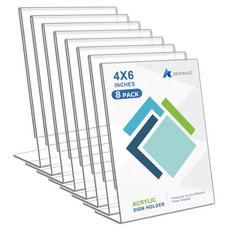 DESONAUT 8팩 아크릴 사인 홀더 10.2 x 15.2cm(4 x 6인치) 투명 플라스틱 사인 홀더 종이 사진 디스플레이 메뉴 테이블 탑 데스크탑 스탠드 그림 프레임, DESONAUT 8팩 아크릴 사인 홀더 10.2 x 1