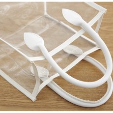 투명 PVC 가방 비닐가방 핸드백 쇼핑백 바캉스 수영장 손잡이 비닐백, 화이트