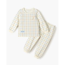 UNIFRIEND 체크곰 편면 9부내의 상하세트