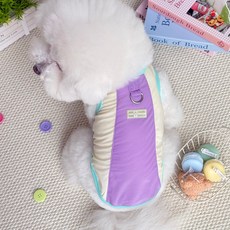 AmoRex 강아지 경량 아이스 실크 올인원 옷 견인 고리 포함, 퍼플 + 옐로, 1개