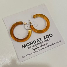 MONDAY ZOO 琥珀色C型耳環黑色C型耳環, 1個, 琥珀色, 1