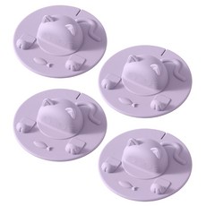 단열 및 방진 주방 액세서리와 호환되는 인체공학적 고양이 머리 디자인의 3/4Pc 두꺼운 실리콘 음료 뚜껑, Purple