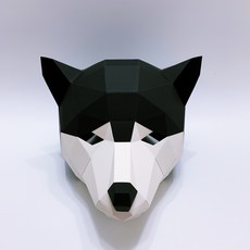 3D紙動物面具製作狗面具用於YouTube營銷推廣, 沙啞