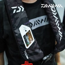 다이와 DF-9103 구명조끼 자동팽창식 구명복, 블랙 카모