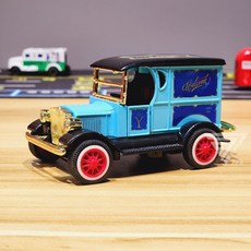 聲光可開門Q版復古合金車 - 警車 金龜車 雙層巴士 復古老爺車 mini cooper模型車 小車, 經典老爺-藍(聲光雙開門, 1個