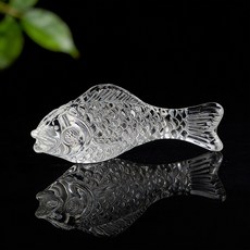 유리 크리스탈 잉어 물고기 조각상 행운 풍수 번영 부자상 동물 수집품 데코 선물, 하얀색