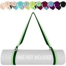 테세움 요가 매트 스트랩 30가지 이상 색상 모든 매트용 조절 가능한 홀더 슬링 캐리어 [매트 미포함], Green Avocado, 1개