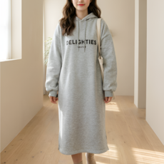 엘엠굿 루즈핏 오버핏 후드 기모 롱원피스 임산부 편한 원피스