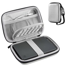PROCASE 칸비오 베이직 웨스턴 디지털 WD 씨게이트 4TB 플러스 마이 1TB 3TB 3.0 패스포트 포터블 백업 슬림 USB 휴대용 2TB 엘리먼츠 2.5인치, 실버