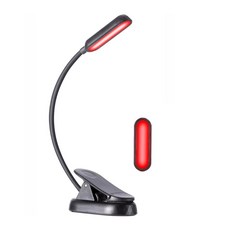 BIYING LED可充電紅光閱讀燈，護眼色溫無段調光書燈，625-630nm紅光閱讀燈, 黑色