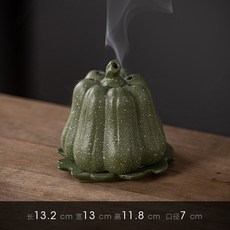 茶寵擺件創意南瓜盤香爐茶桌茶盤裝飾品檀香沉香茶道配件茶玩香薰, 1個, 南瓜香爐綠