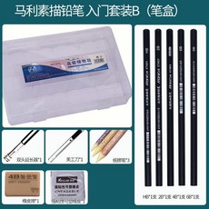 素描套裝美術用品2B鉛筆套裝 全套學生繪畫工具 鉛筆盒 炭筆碳筆, 馬利素描入門套裝B, 1個