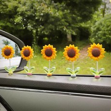 귀여운 해바라기 미니 자동차 대시보드 인테리어 장식 소품, 본상품