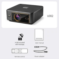 AUN U002 안드로이드 TV OS 풀 HD 1920x1080P 스마트 프로젝터 3D 전동 초점 극장 홈 시네마 WIFI 4K 디코, 03 EU 플러그, 01 U002