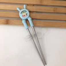 餐具不鏽鋼餐具組 湯匙 叉子 環保餐具 外出餐具組, 粉藍色學習筷, 1個, 學習筷