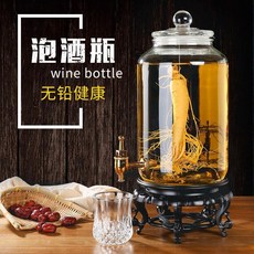 嗨購 批發圓口玻璃泡酒瓶 家用人参泡酒密封罐4斤6斤10斤加厚泡酒罈, 10斤+不鏽鋼龍頭+, 1個