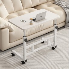 높이조절 사이드테이블 이동식 테이블 쇼파 간이 책상 보조테이블 60X40, 60x40_블랙브러싱