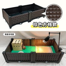 烏龜飼養箱 陸龜飼養箱 新手套裝, 1個, 棕方格款,單一聯 40*40*23CM｜超取２件