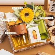 台灣精選小眾高級女神節伴手禮 三八女神節禮盒套裝實用禮品公司送員工高級感禮物, 金色花卉禮盒5, 1個