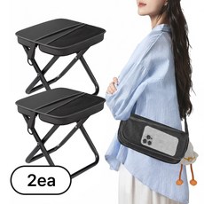 블레오 1+1 초경량 대형 휴대용 접이식 의자 크로스백, 블랙, 2개