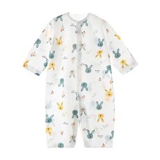 雪倫小舖嬰兒長袖包屁衣 純棉透氣前開扣分腿款(連身衣 睡衣 純棉嬰幼童裝)