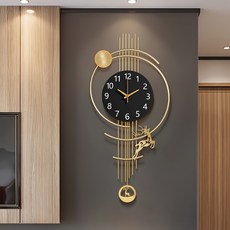 83*38CM 럭셔리 사슴 철제 벽시계 모던 신중식 고급감 디자인 일본 저소음 무브먼트 탑재 거실 식당 현관 겸용 행운 인테리어 시계, Golden