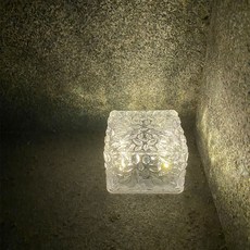 太陽能玻璃冰磚燈 庭院花園景觀燈 地埋燈 地燈 LED草坪燈, 暖光（4LED）