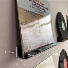 黑膠唱片展示架 復古LP收納亞克力牆架, 無痕釘,典雅黑1個裝