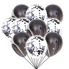 로즈 핑크 메탈 라텍스 콘페티 풍선 웨딩 장식 생일 샤워 새해 파티, 1개, 13. 10PCBlack