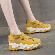 ROYALBELLE 여성 통굽 키높이 운동화 데일리 패션 스니커즈 통풍 메쉬 쿠션 신발 E0080516