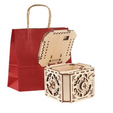 台湾发货 3d立體拚圖diy手工木頭模型玩具男孩密碼首飾盒拚圖拚裝禮物益智, 1個, 送手提袋