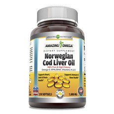 AMAZING NUTRITION 挪威魚肝油保健膠囊 1000mg, 1罐, 250顆