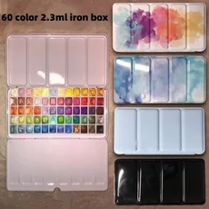 60/48/24 컬러 진주 수채화 미네랄 고체 안료 diy 벽화 학교 전문 미술 용품 ​​아크릴 페인트 세트, 09 60 colors -2.3ml