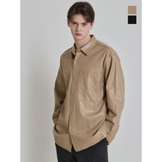 원더플레이스 오버핏 레더 셔츠