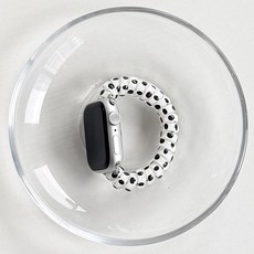 제이데코 애플워치 호환 말랑 젤리 머리끈 스트랩 밴드, 1개, 화이트 도트 스트랩