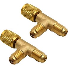 2개입 퀵 커플러 액세스 티 회전 커넥터가 1 4인치 황동 밸브 코어 어댑터 범용 에어컨 라인 수리 도구 R22 R12 R134 게이지 딥 진공 펌프 매니폴드에 적합 20187