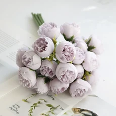 장미 핑크 모란 인공 꽃 실크 꽃다발 홈 가든 파티 테이블 장식 웨딩 가짜, 4. purple, 1개