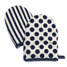심플패턴 주방 오븐 장갑 2P, 1개, 네이비세트