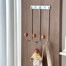 이이공브이샵 봉봉 롱후크 3구 후크 코트랙 벽걸이행거 가방 소품걸이, 1개, 실버브라운