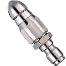 고압 노즐 스테인리스 고압 하수관 청소 노즐 1/4 앞쪽에 한 개의 구멍 뒤쪽에 여섯 개의 구멍 노즐, 은색