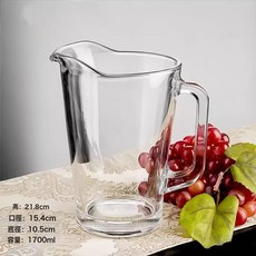 玻璃冷水壺酒吧啤酒壺冰箱涼水壺冷泡飲料桶冰桶扎啤杯食品級扎壺, 1個, 1700ml扎壺:如圖, 1L