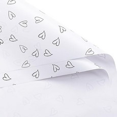 셀로판지 PVC OHP 러스페파 20장 꽃 포장지 - 작은 눈송이 셀로판 플라스틱 포장재 방수 꽃다발 플로리스트 용품 크리스마스 생일 및 DIY 공예용, Heart - White