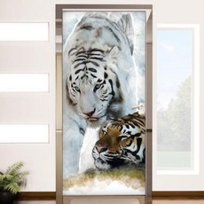 아트박스/꾸밈 tl430-풍수백호와호랑이_현관문시트지, 본품