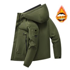 石墨烯智能發熱連帽衝鋒衣男款 加絨保暖登山外套 短款運動棉服