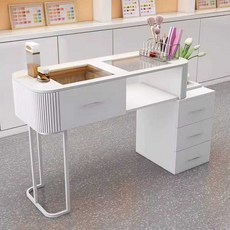 네일 테이블 시술대 화이트 우드 뷰티샵 네일테이블 선반, 1개, 2. 강화유리 100+30 세트1