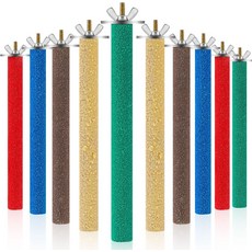 10피스 버드 농어 스탠드 갈기 스틱 거친 표면의 위한 다채로운 장난감 잉꼬 코카티엘 액세서리를 앵무새 발 나무 케이지, 10피스 버드 농어 스탠드 앵무새 발 갈기 스틱 거친, 1개